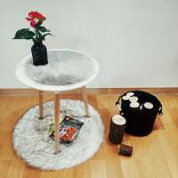 2020 soft round shape colorful faux fur rug for desk cover