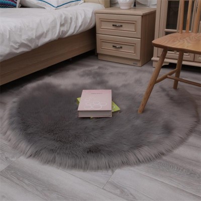 Large size round shape warm fluffy fur area rugs for room decor