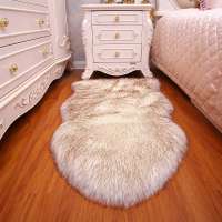 Large furry faux fur sheepskin rug for living room decor