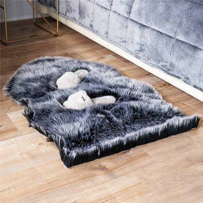 Homeware artificial fox fur style shaggy faux area rug for indoor living room floor decoration